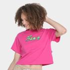 Camiseta Cropped Baw Clothing Raglan Italic Feminina