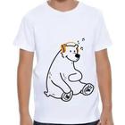 Camiseta curta espevitados branco estampa urso