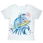 Camiseta curta infantil branca camaleão surf - Espevitados