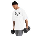 Camiseta de Algodão Oversized Masculina para Esportes e Academia com Gola Redonda Raio