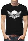 Camiseta de caveira rock moto Masculina adulto Roupas asa