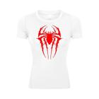 Camiseta de Compressão Feminina com Estampa de Aranha - Manga Curta para Corrida, Treino e Yoga