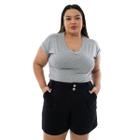 Camiseta De Malha Feminina Plus Size Blusas Moda Evangélica Gola Em V Academia Caminhada G1 Ao G4