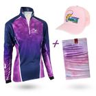 Camiseta de Pesca Faca na Rede Combat S Girl Purple 2020 + Bandana + Boné