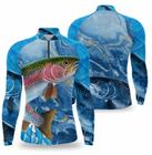 Camiseta de pesca manga longa com protetor solar UV fator 50 leve e secagem rápida