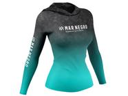 Camiseta de Pesca Mar Negro X Protection Sublimada Com Capuz Feminina Proteção Solar 50+ UV - Degrade Verde