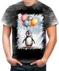 Camiseta Desgaste Bebê Pinguim com Balões Crianças 17