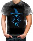 Camiseta Desgaste Bruxa Halloween Azul Festa 6