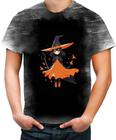 Camiseta Desgaste Bruxa Halloween Laranja 7