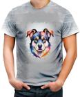 Camiseta Desgaste Cachorro Ilustrado Cromático Abstrato 3