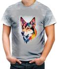 Camiseta Desgaste Cachorro Ilustrado Cromático Abstrato 4