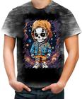 Camiseta Desgaste Caveira Infantil Estilosa Unif 13