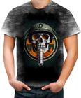 Camiseta Desgaste Caveira Militar Logo Guerra 3