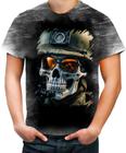 Camiseta Desgaste Caveira Militar Logo Guerra 5