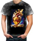 Camiseta Desgaste Coração de Ouro Líquido Gold Heart 2