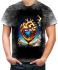 Camiseta Desgaste Coração de Ouro Líquido Gold Heart 4