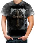 Camiseta Desgaste da Cruz de Jesus Igreja Fé 3