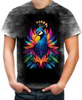 Camiseta Desgaste de Pavão Colorido Neon Vetor 18