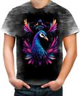 Camiseta Desgaste de Pavão Colorido Neon Vetor 4