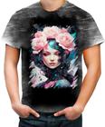 Camiseta Desgaste Mulher de Rosas Paixão 15