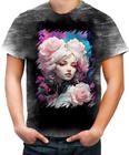 Camiseta Desgaste Mulher de Rosas Paixão 19