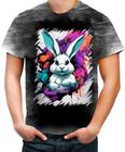 Camiseta Desgaste Páscoa Coelhinho Artístico Design 3