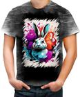 Camiseta Desgaste Páscoa Coelhinho Artístico Design 6