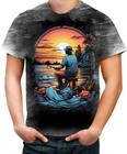 Camiseta Desgaste Pesca Esportiva Pôr do Sol Peixes 15