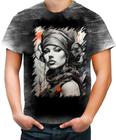 Camiseta Desgaste Pintura a Carvão Mulher Arte 17