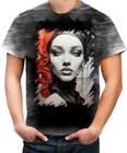 Camiseta Desgaste Pintura a Carvão Mulher Arte 23