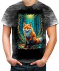 Camiseta Desgaste Raposa na Floresta Fofa Desenhada 6