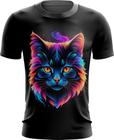 Camiseta Dryfit de Gatinho Colorido Neon Vetor 17