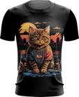 Camiseta Dryfit Gatinho no Pôrdo Sol Sunset 13