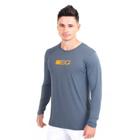 Camiseta Esportiva Manga Longa Zeiq Cinza Logo Laranja