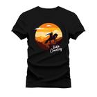 Camiseta Estampada Algodão Confortável T-Shirt Vida Country Montanhas