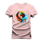 Camiseta Estampada Algodão Premium Confortável Rosquinha Cremosa