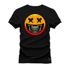 Camiseta Estampada Algodão Premium Confortável Smile Caveira