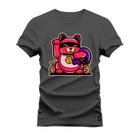 Camiseta Estampada Confortável Premium Macia Gatinho Bolado