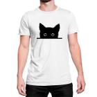 Camiseta Estampada Fofo Gato Preto Algodão