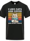 Camiseta Estampada Frente I Like Cats and Coffee Maybe 3 People