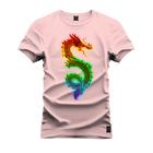 Camiseta Estampada Malha Premium T-Shirt Dragon Neon