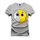 Camiseta Estampada Malha Premium T-Shirt Emoji Metade