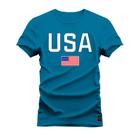 Camiseta Estampada Premium Algodão USA Bandeira