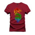 Camiseta Estampada Tamanho Grande Plus Size Dragon Neon