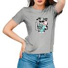 Camiseta Feminina Algodão Estampa Cat Hey Ho Básica Casual