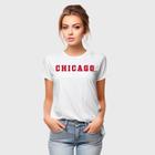 Camiseta Feminina Algodão Manga Curta Estampa Chicago Casual