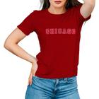 Camiseta Feminina Algodão Manga Curta Estampa Chicago Casual