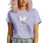 Camiseta Feminina Baby Look Butterfly Algodão Fio 30.1
