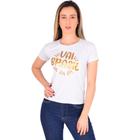 Camiseta Feminina Baby Look Manga Curta Gola Careca Leve Amarelo M