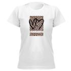 Camiseta feminina babylook manga curta corações estampado novidade chic elegante